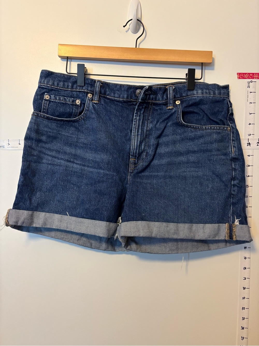 Everlane Dark Indigo Denim Zip-Front Shorts sz 32